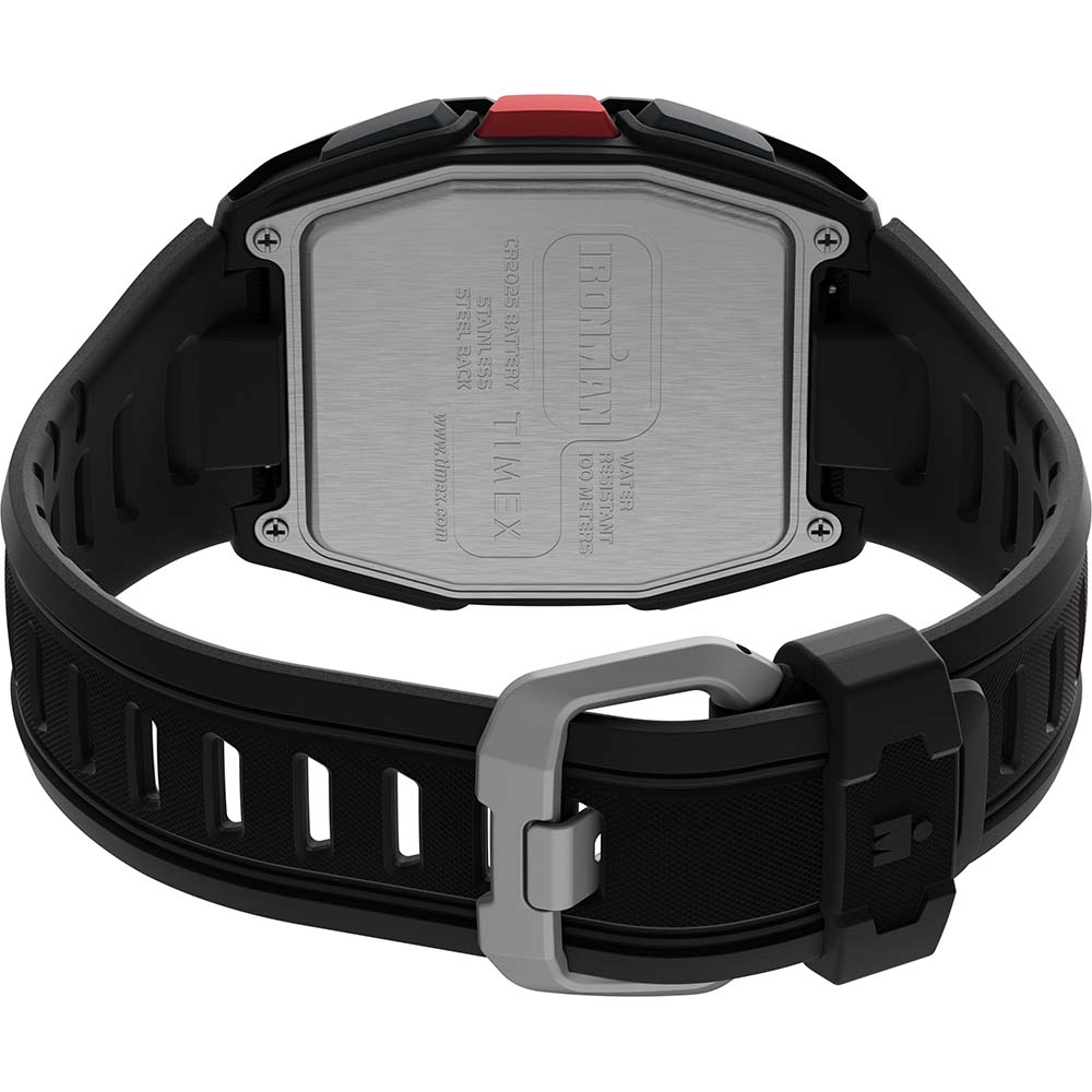 Relógio com pulseira de silicone Timex IRONMAN T300 - preto/vermelho [TW5M47500]