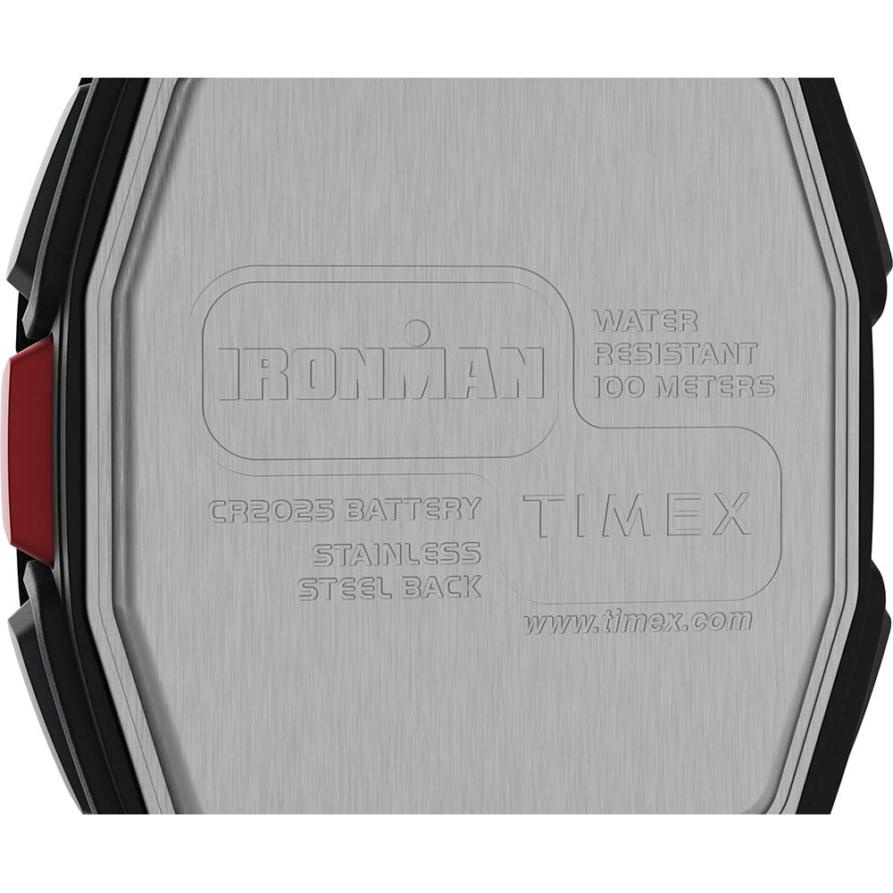 Relógio com pulseira de silicone Timex IRONMAN T300 - preto/vermelho [TW5M47500]