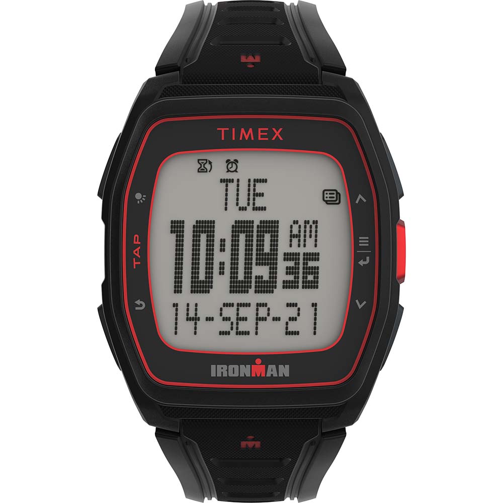 Relógio com pulseira de silicone Timex IRONMAN T300 - preto/vermelho [TW5M47500]