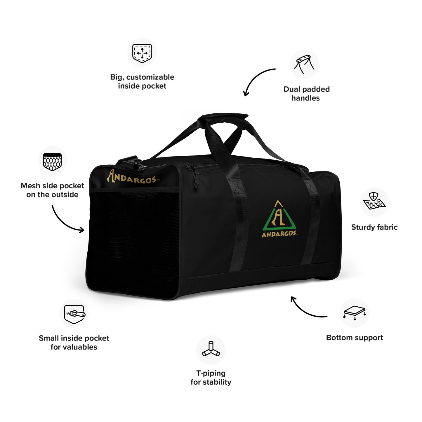 Andargos Black Duffle Bag