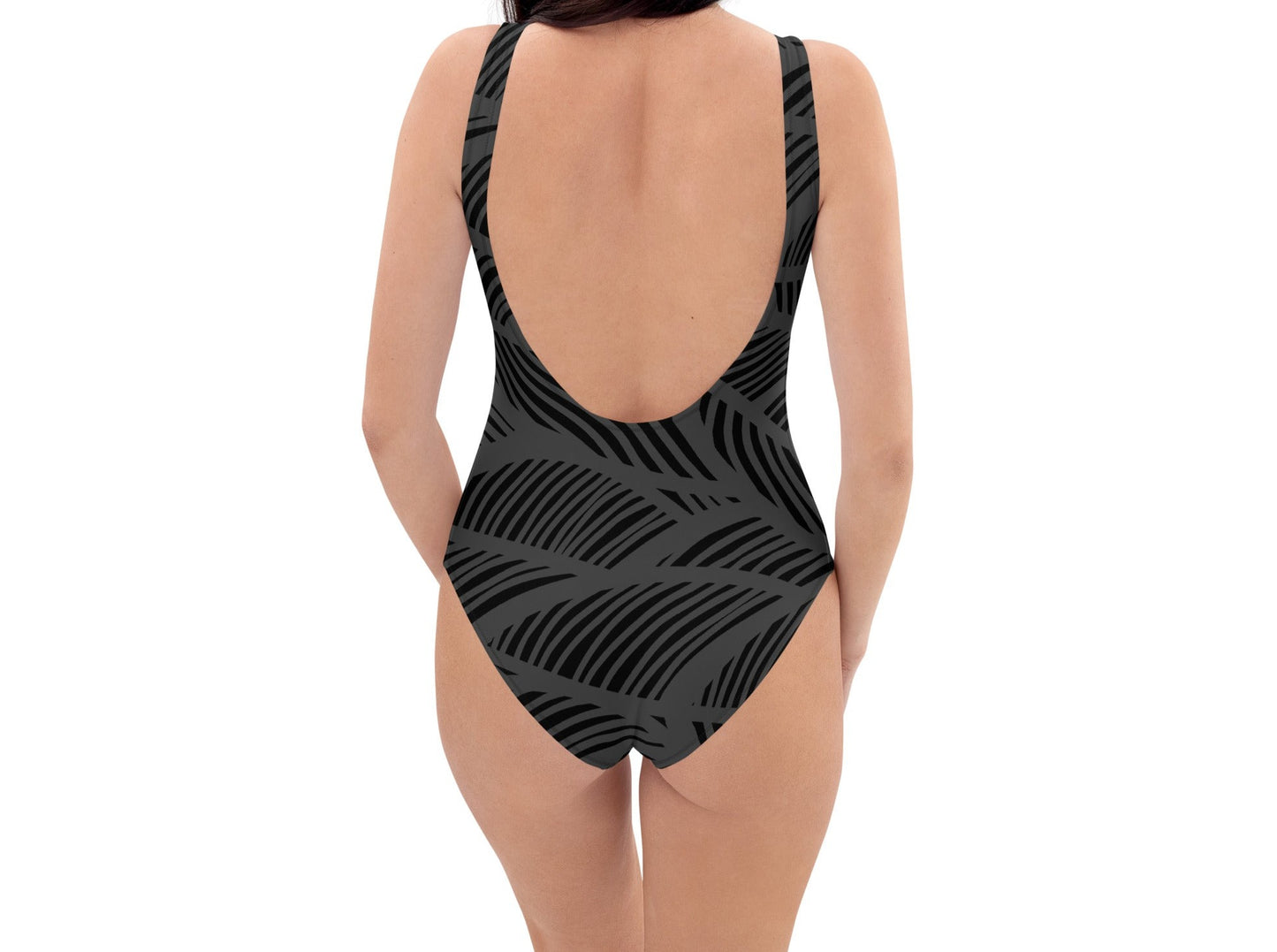 Abstract Black & Gray One-Piece Swimsuit