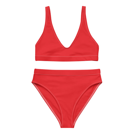 Red Recycled High-Waisted Bikini