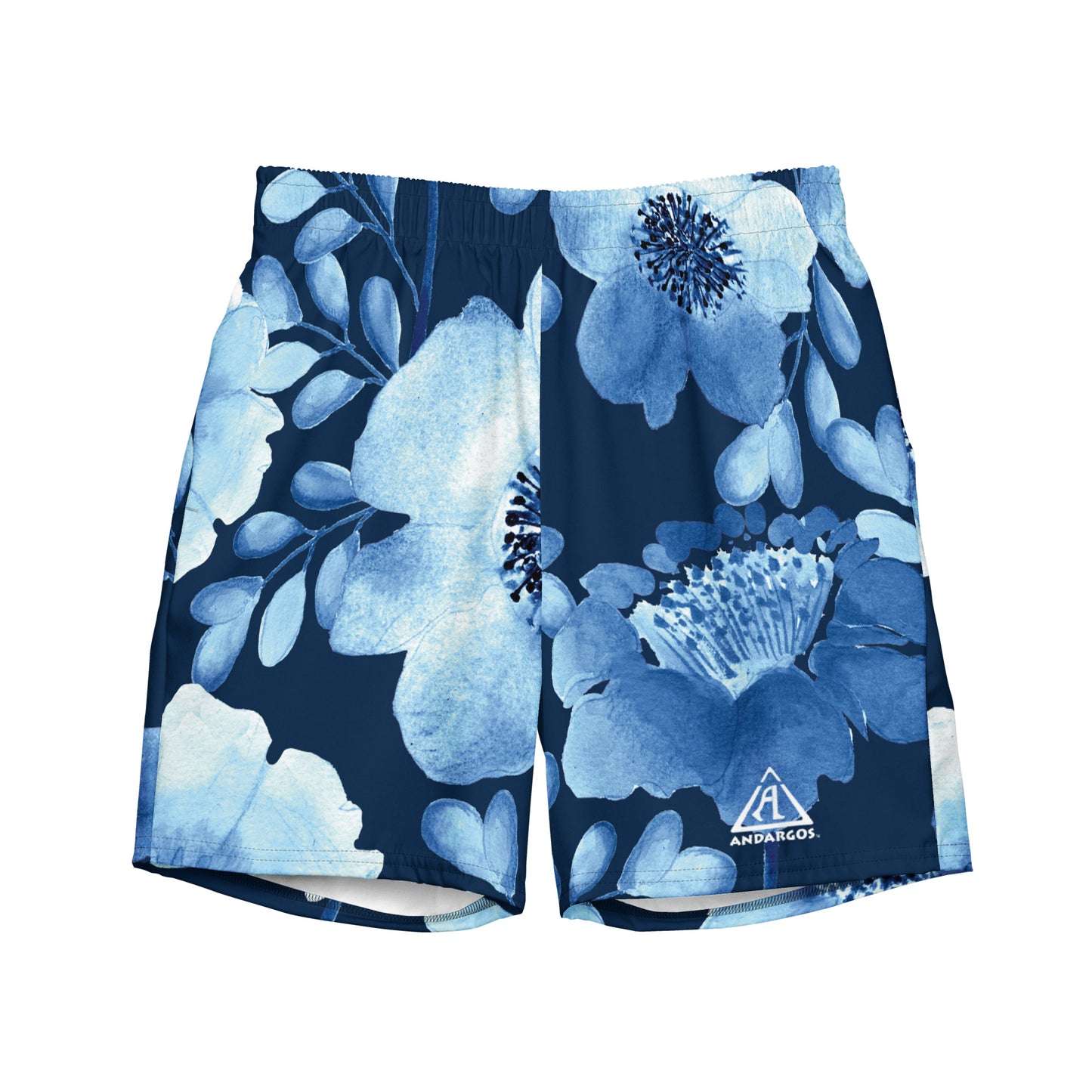 White Flowers Recycled Men's Swim Trunks