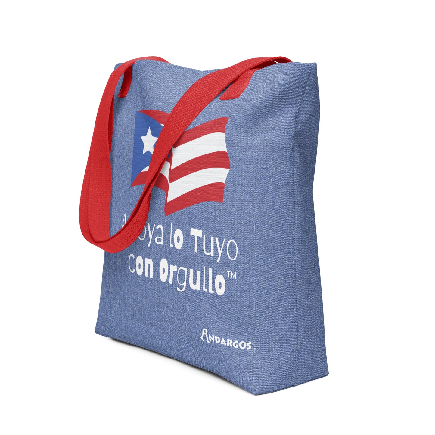 Andargos "Apoya lo Tuyo con Orgullo™" Bandera de Puerto Rico Bolsa de tela