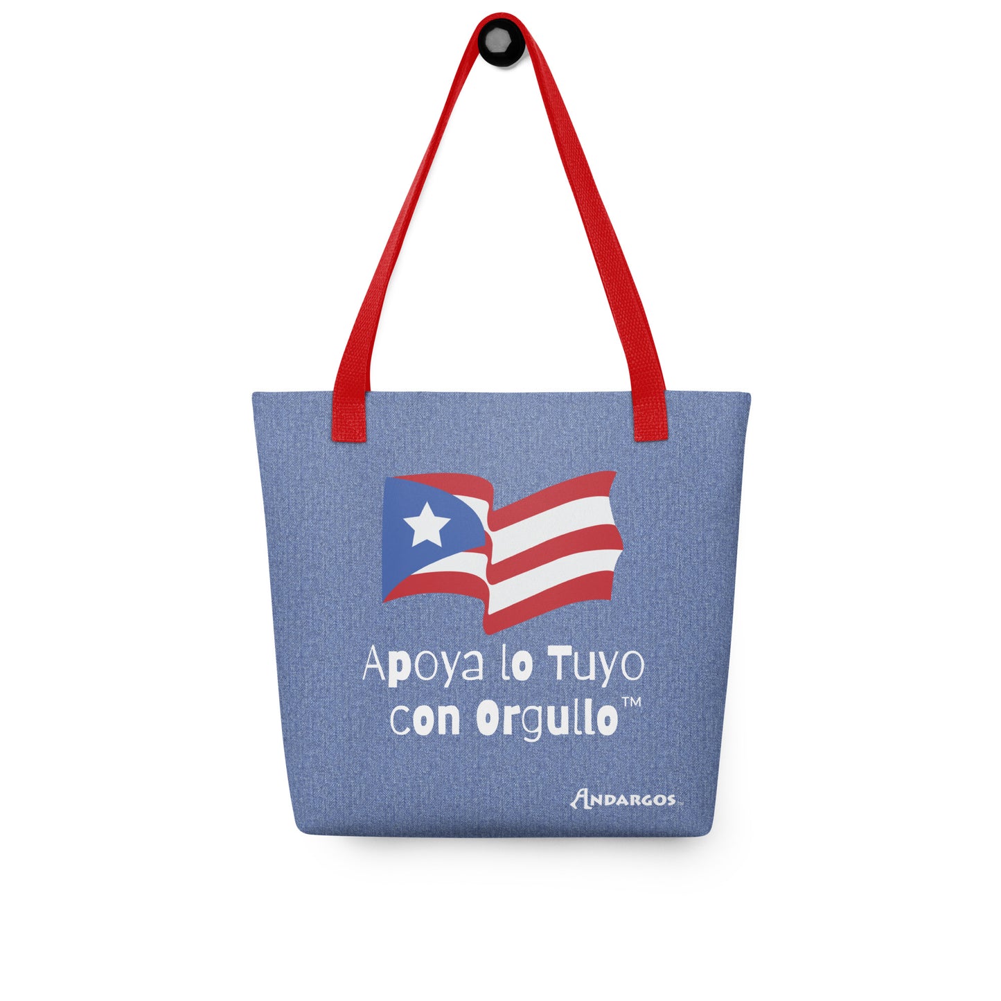 Andargos "Apoya lo Tuyo con Orgullo™" Bandera de Puerto Rico Bolsa de tela